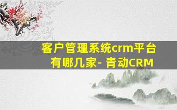 客户管理系统crm平台有哪几家- 青动CRM